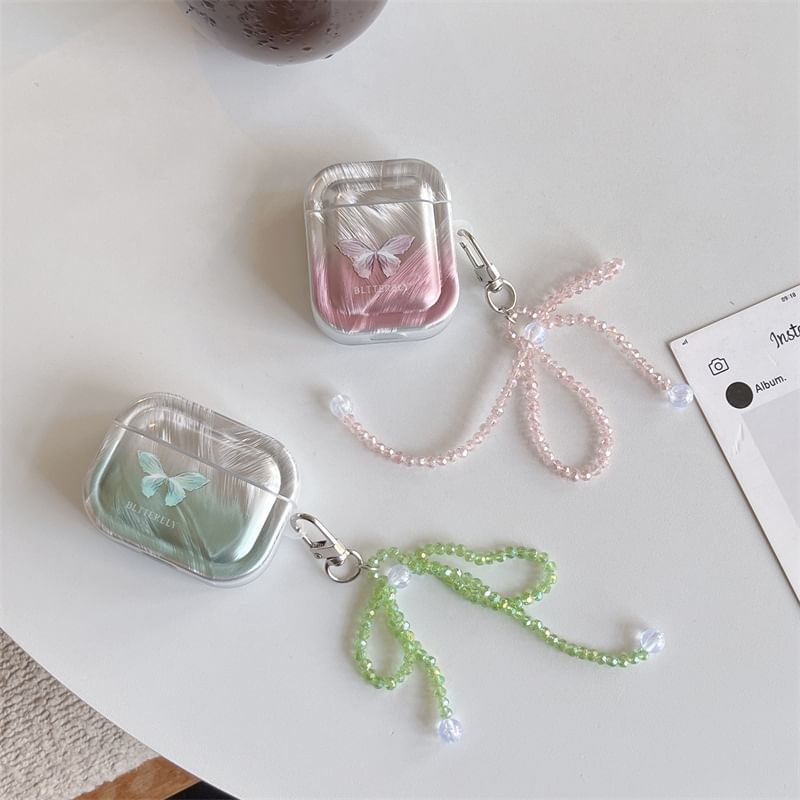 Butterfly Faux Crystal Bow Charm AirPods / Pro Earphone Case Skin SpreePicky