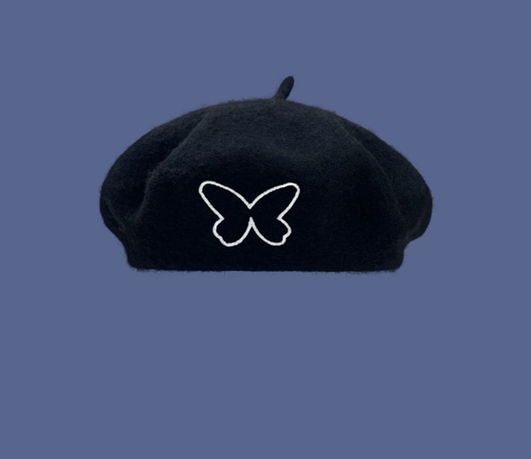 Butterfly Embroidered Beret SpreePicky