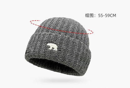 Bear Embroidered Knit Beanie SpreePicky