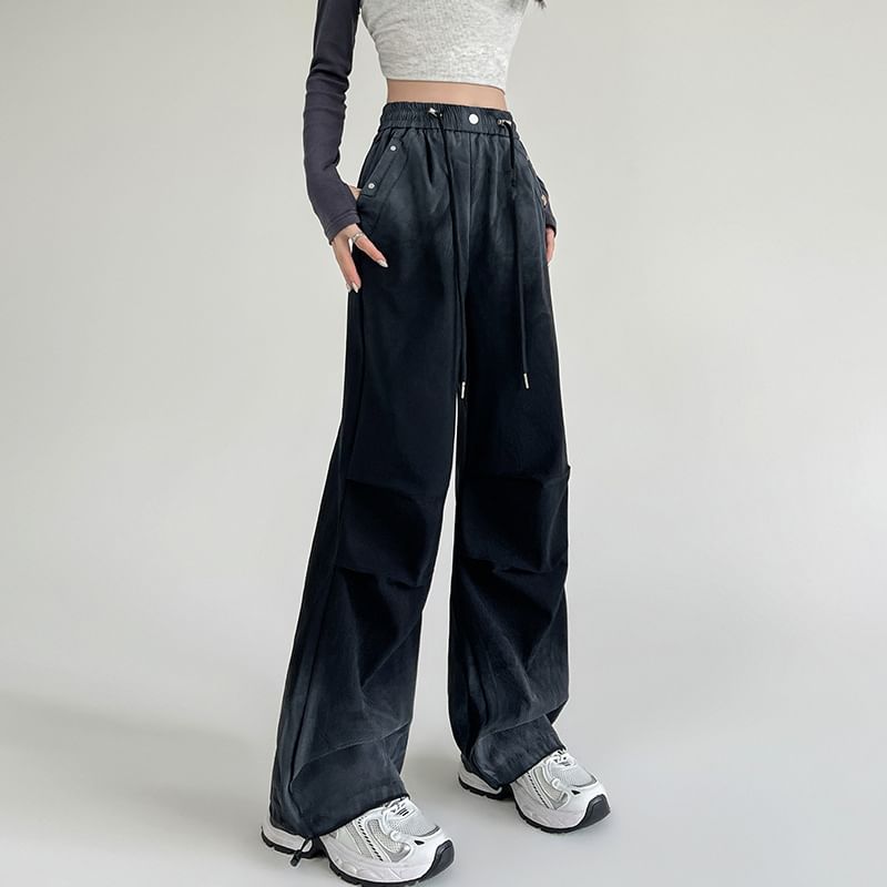 Drawstring Waist Gradient Wide Leg Pants SpreePicky