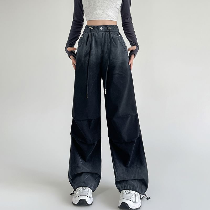 Drawstring Waist Gradient Wide Leg Pants SpreePicky