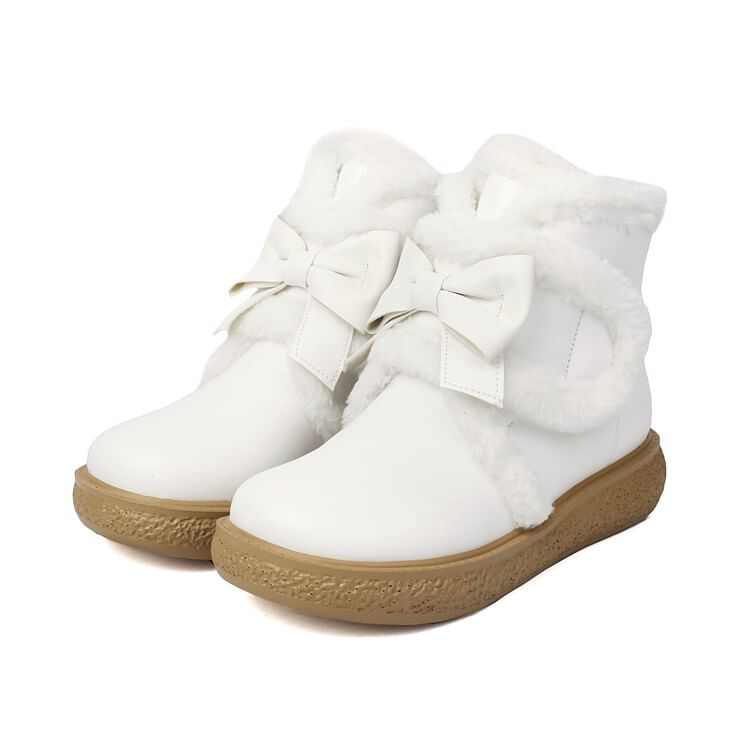 Bow Fluffy Trim Platform Short Boots SpreePicky