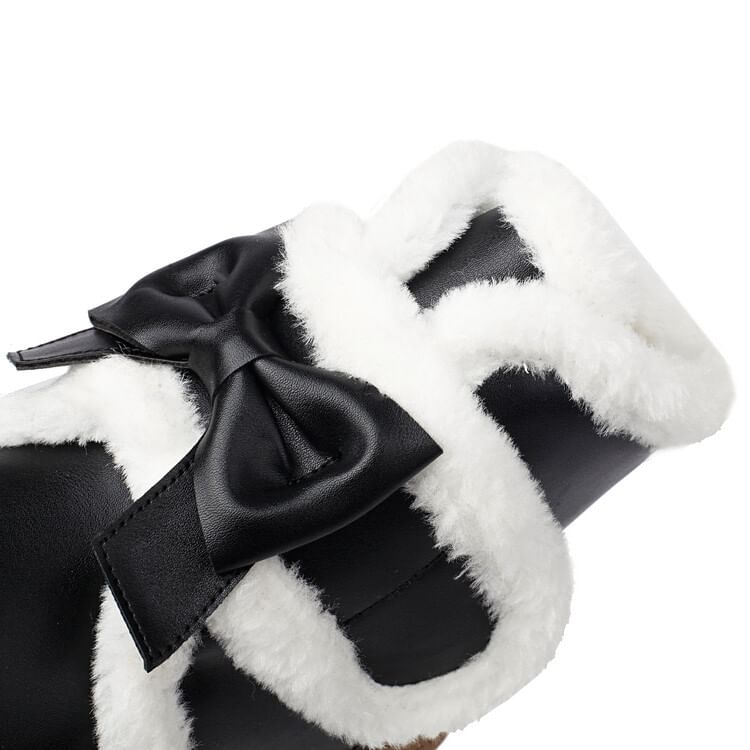 Bow Fluffy Trim Platform Short Boots SpreePicky