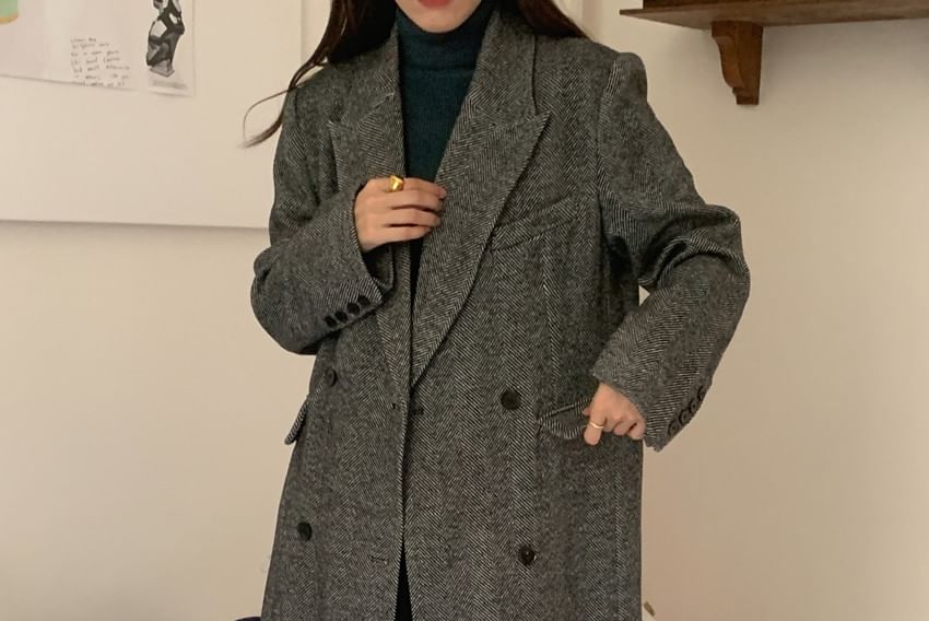 Peak Lapel Maxi Double-Breasted Coat SpreePicky