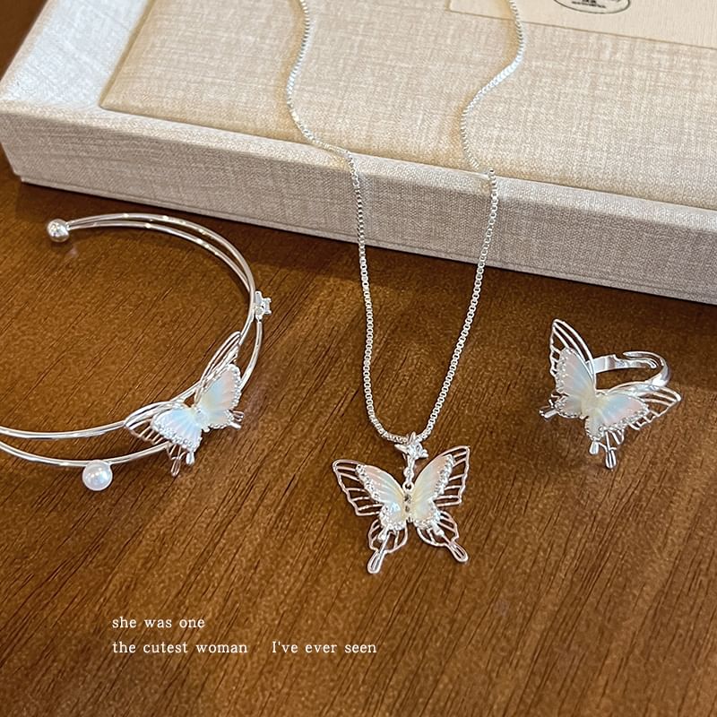 Butterfly Open Bangle / Ring / Necklace SpreePicky