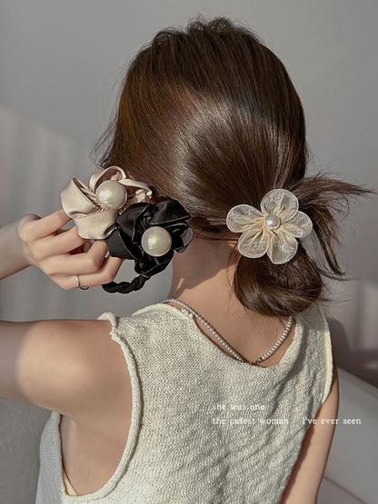 Flower Faux Pearl Hair Tie SpreePicky