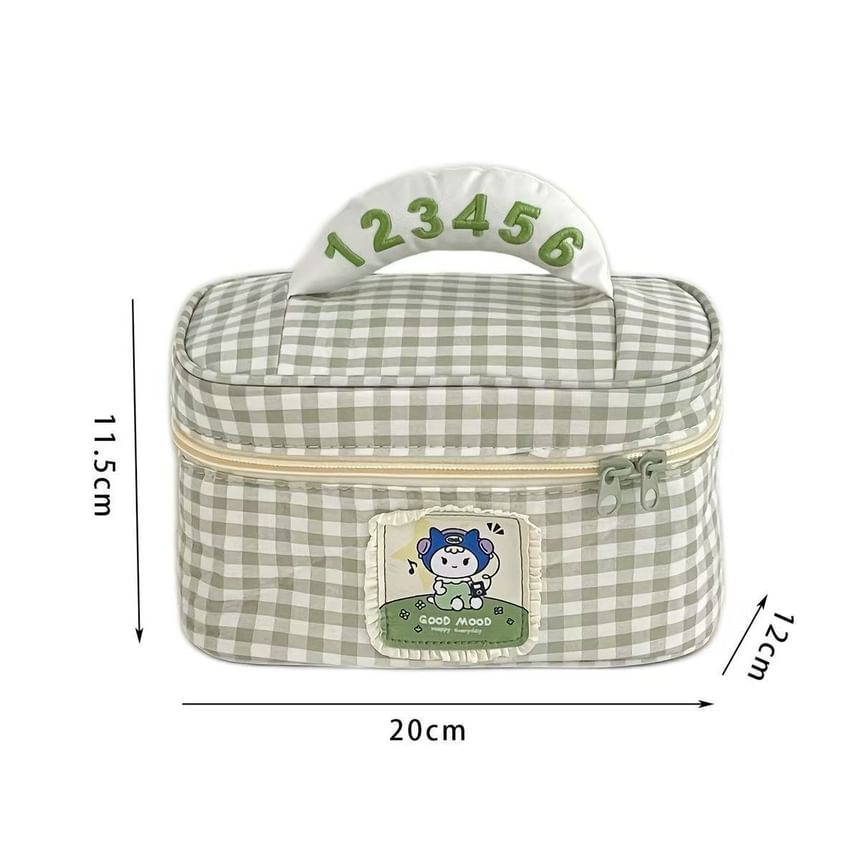 Animal Applique Plaid Fabric Makeup Bag SpreePicky