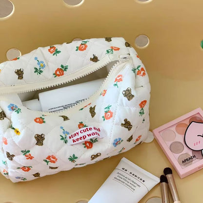 Bear Floral Fabric Makeup Bag / Clutch SpreePicky