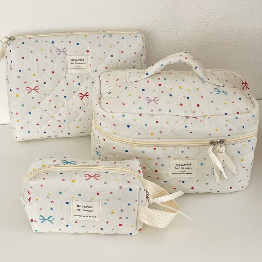 Bow Dotted Fabric Makeup Bag / Clutch (Various Designs) SpreePicky