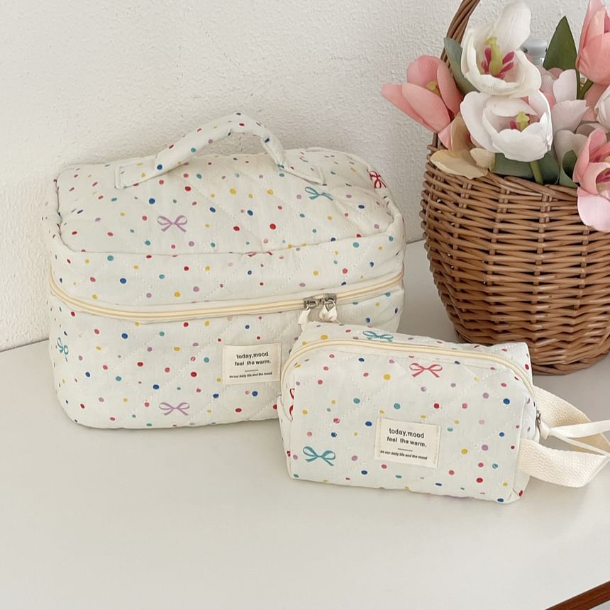 Bow Dotted Fabric Makeup Bag / Clutch (Various Designs) SpreePicky