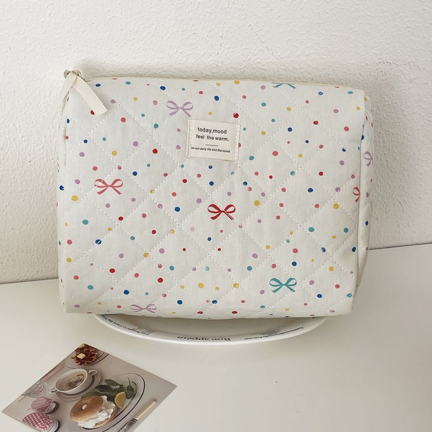 Bow Dotted Fabric Makeup Bag / Clutch (Various Designs) SpreePicky