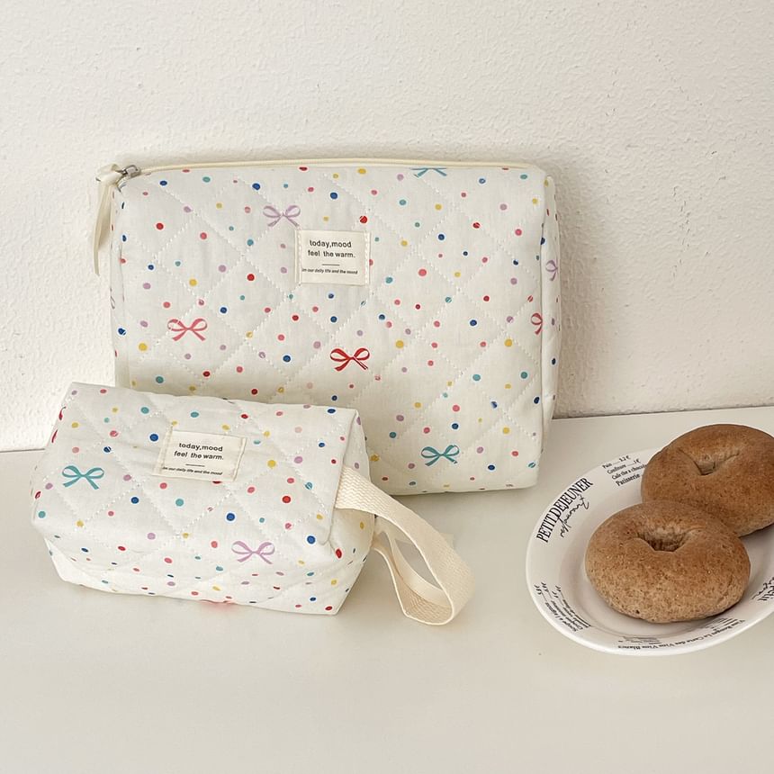 Bow Dotted Fabric Makeup Bag / Clutch (Various Designs) SpreePicky