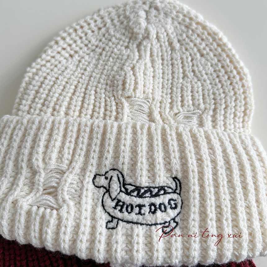 Dog Embroidered Knit Beanie SpreePicky