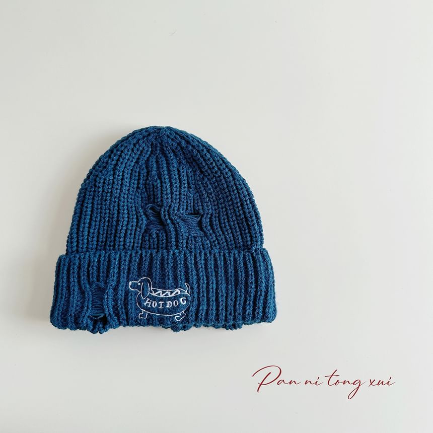 Dog Embroidered Knit Beanie SpreePicky