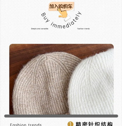 Ribbon Faux Pearl Chenille Applique Knit Beanie SpreePicky