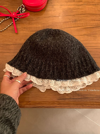 Lace Trim nit Cloche Hat SpreePicky