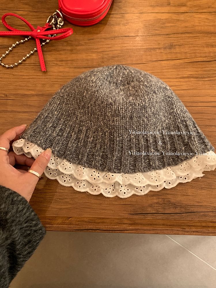 Lace Trim nit Cloche Hat SpreePicky