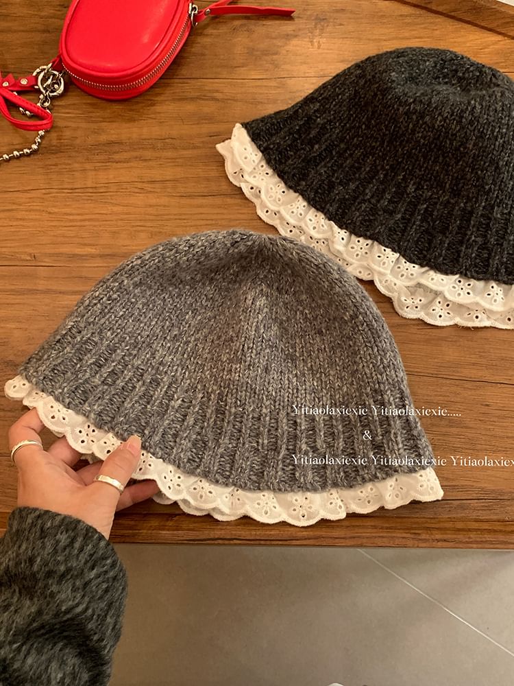 Lace Trim nit Cloche Hat SpreePicky