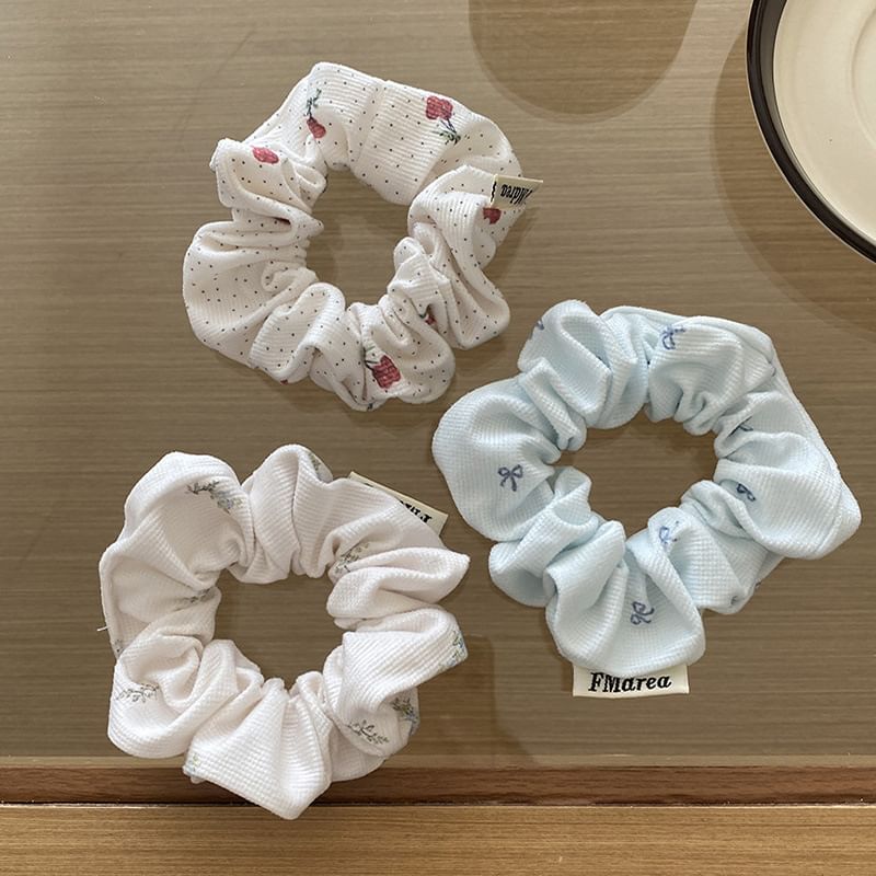 Bow / Floral Print Scrunchie SpreePicky