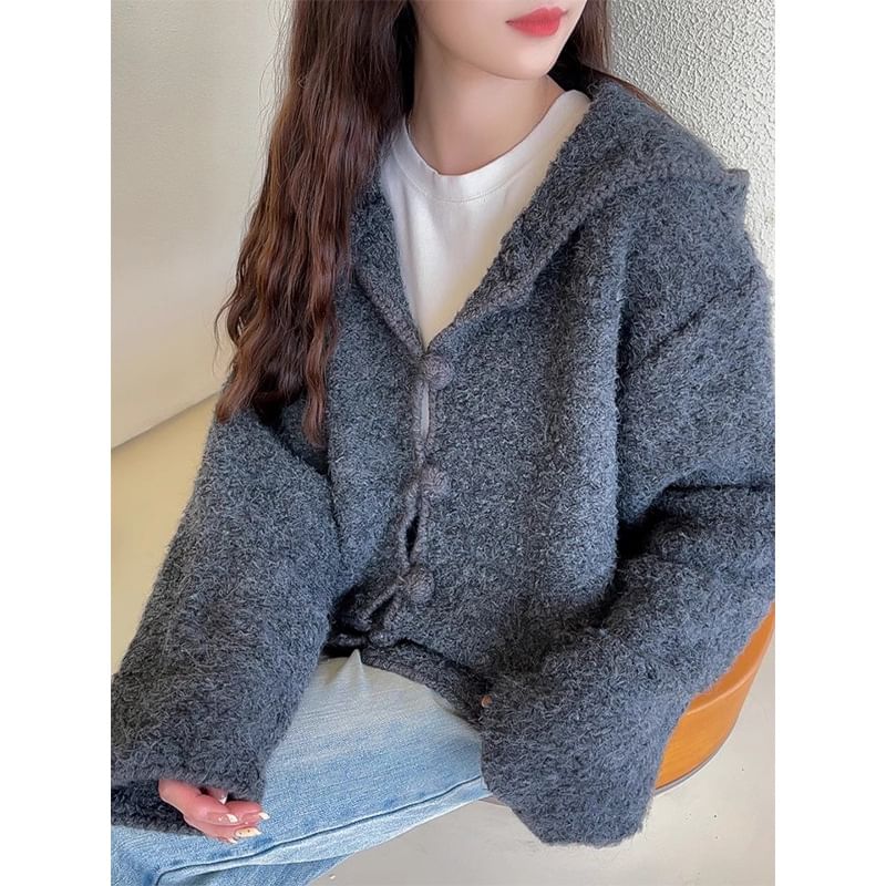 Plain Hooded Oversized Cardigan SpreePicky