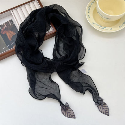 Leaf Detail Ribbed Ruffle Scarf SpreePicky