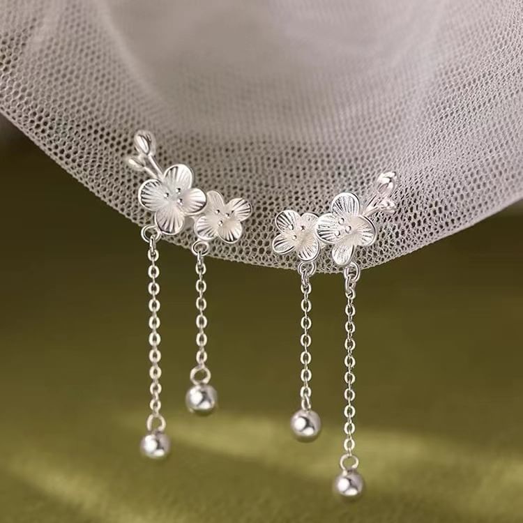 925 Sterling Silver Flower Drop Earring SpreePicky