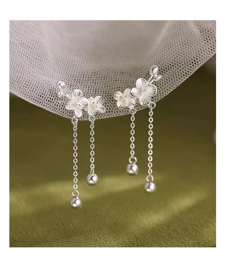 925 Sterling Silver Flower Drop Earring SpreePicky