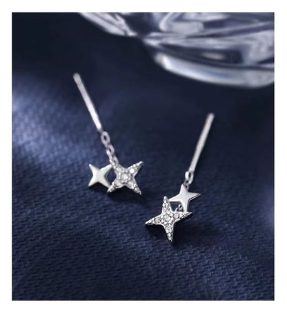 925 Sterling Silver Star Drop Earring SpreePicky