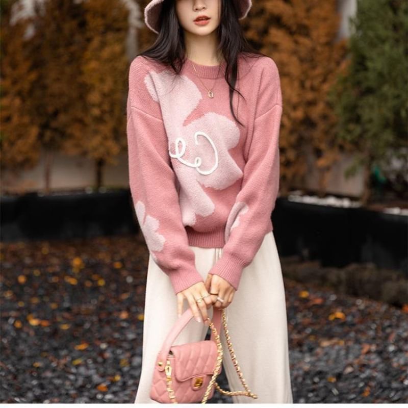 Embroidered Loose Sweater SpreePicky