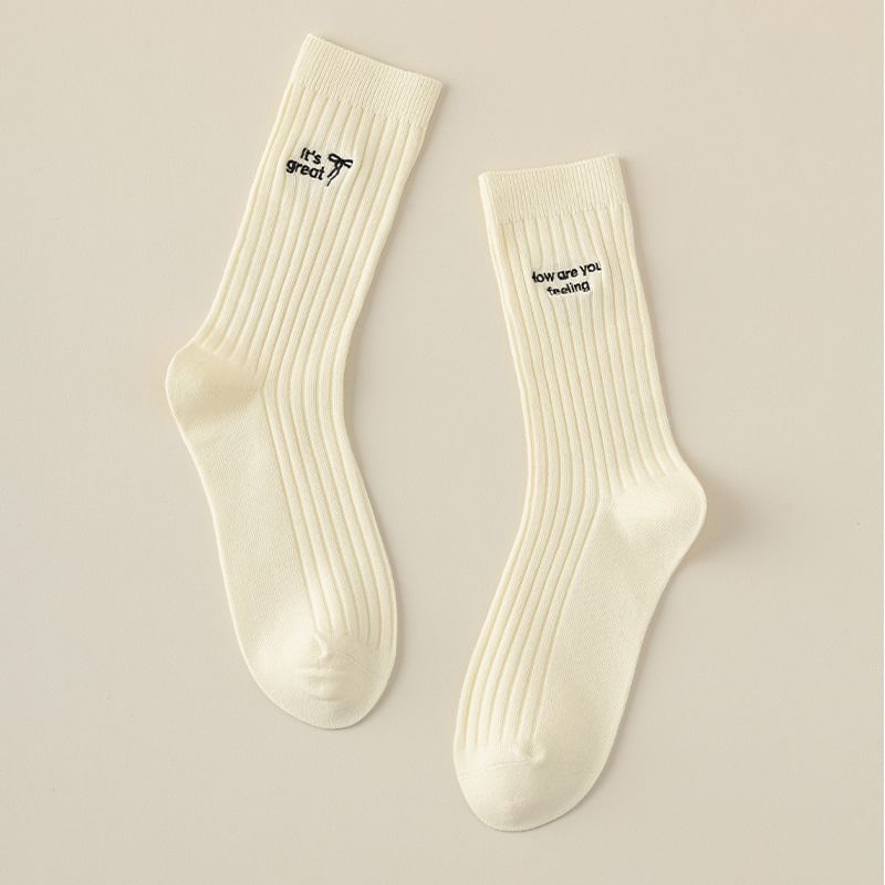 Lettering Embroidered Socks SpreePicky