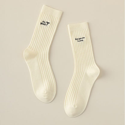 Lettering Embroidered Socks SpreePicky