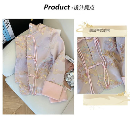 Floral Frog-Button Hanfu Jacket SpreePicky