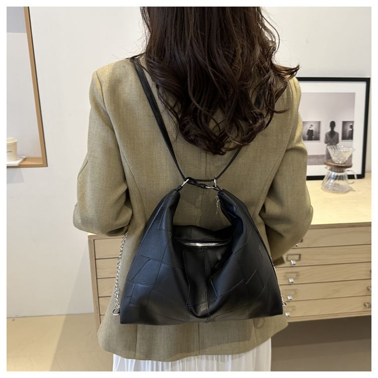 Chain Strap Faux Leather Backpack SpreePicky