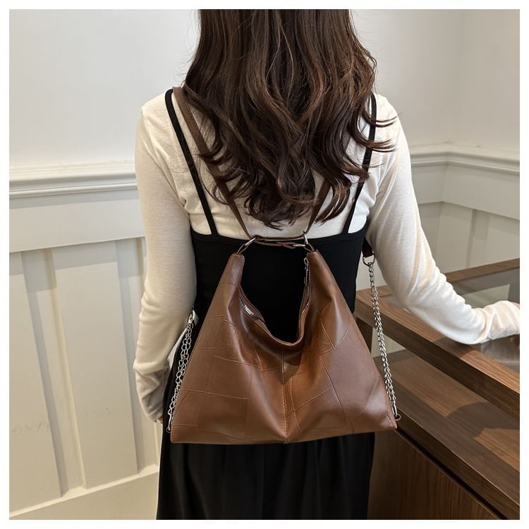 Chain Strap Faux Leather Backpack SpreePicky