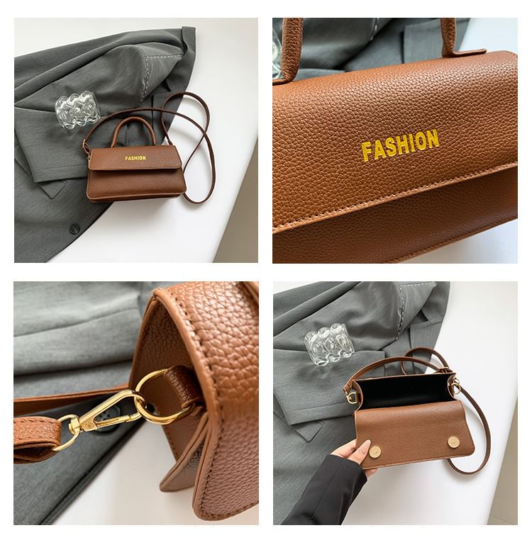 Lettering Faux Leather Flap Crossbody Bag SpreePicky