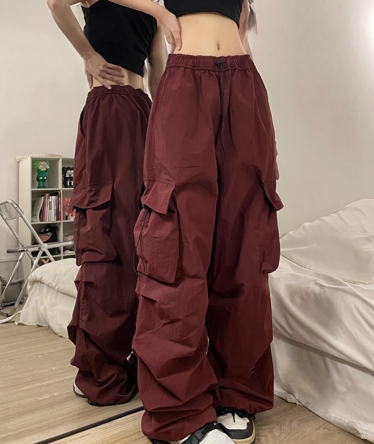 Low Waist Plain Wide Leg Cargo Pants SpreePicky