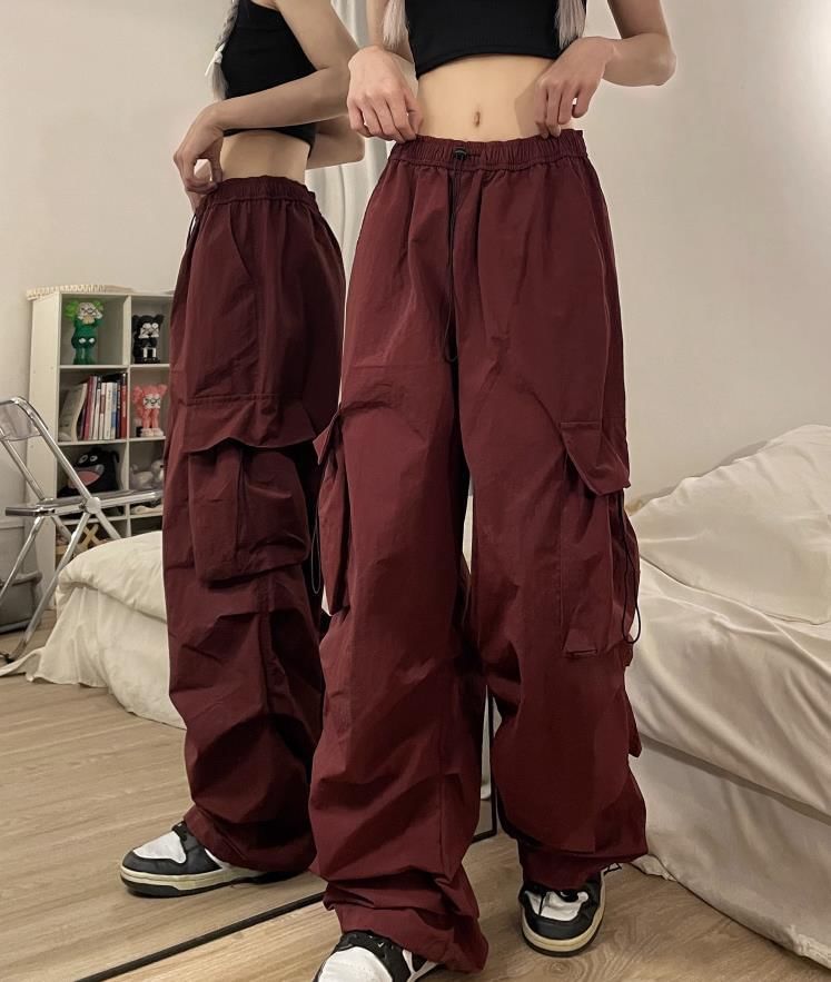 Low Waist Plain Wide Leg Cargo Pants SpreePicky