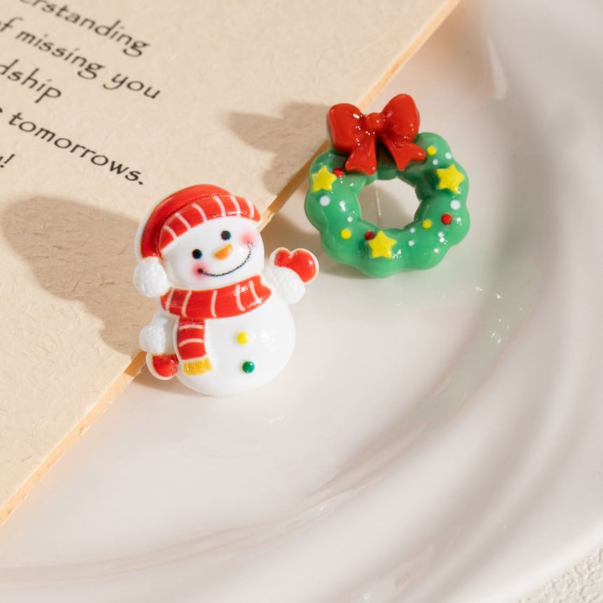 Christmas Cartoon Asymmetrical Resin Stud Earring SpreePicky