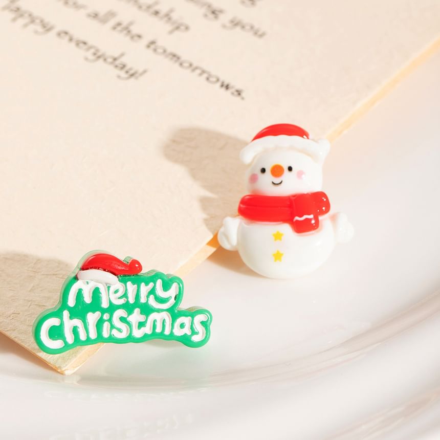 Christmas Cartoon Asymmetrical Resin Stud Earring SpreePicky