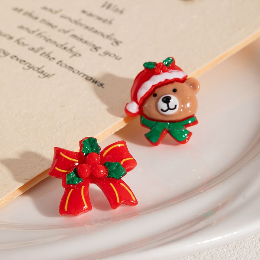 Christmas Cartoon Asymmetrical Resin Stud Earring SpreePicky