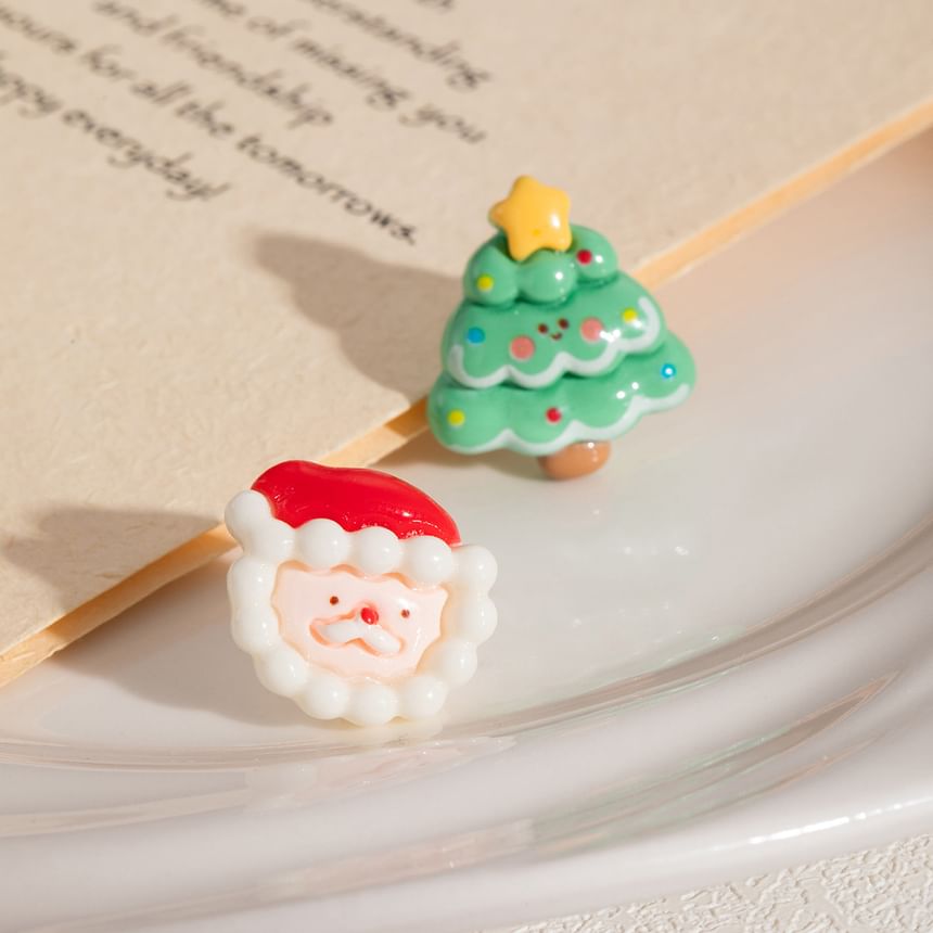 Christmas Cartoon Asymmetrical Resin Stud Earring SpreePicky