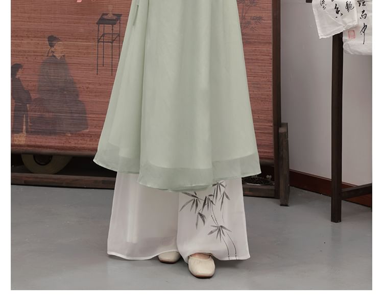 Traditional Chinese 3/4-Sleeve Midi A-Line Dress / Pants SpreePicky