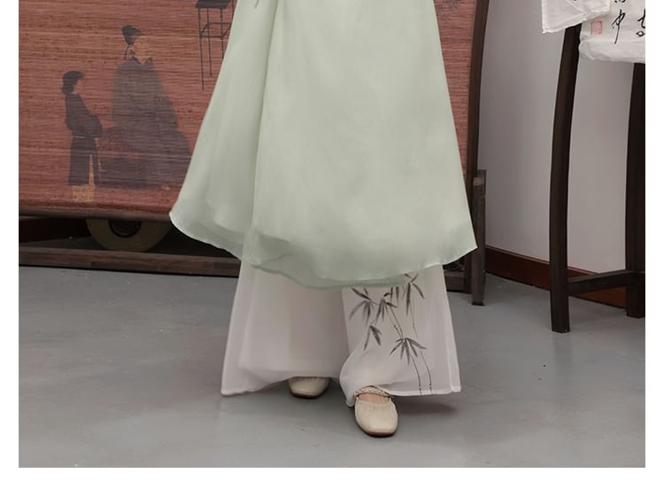 Traditional Chinese 3/4-Sleeve Midi A-Line Dress / Pants SpreePicky