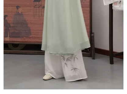 Traditional Chinese 3/4-Sleeve Midi A-Line Dress / Pants SpreePicky