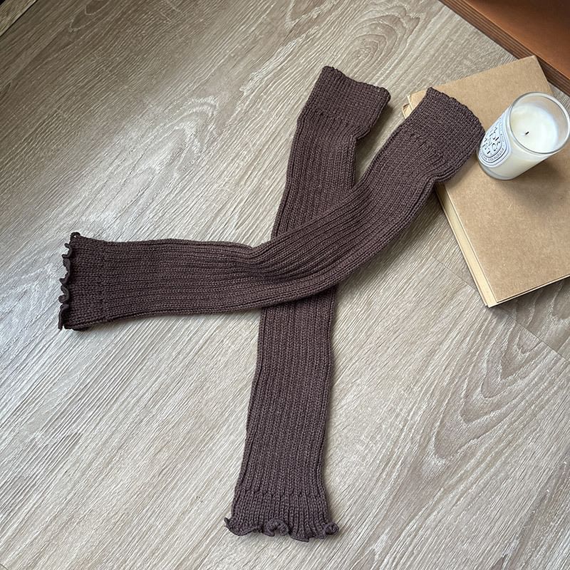 Plain Lettuce Edge Knit Leg Warmers SpreePicky