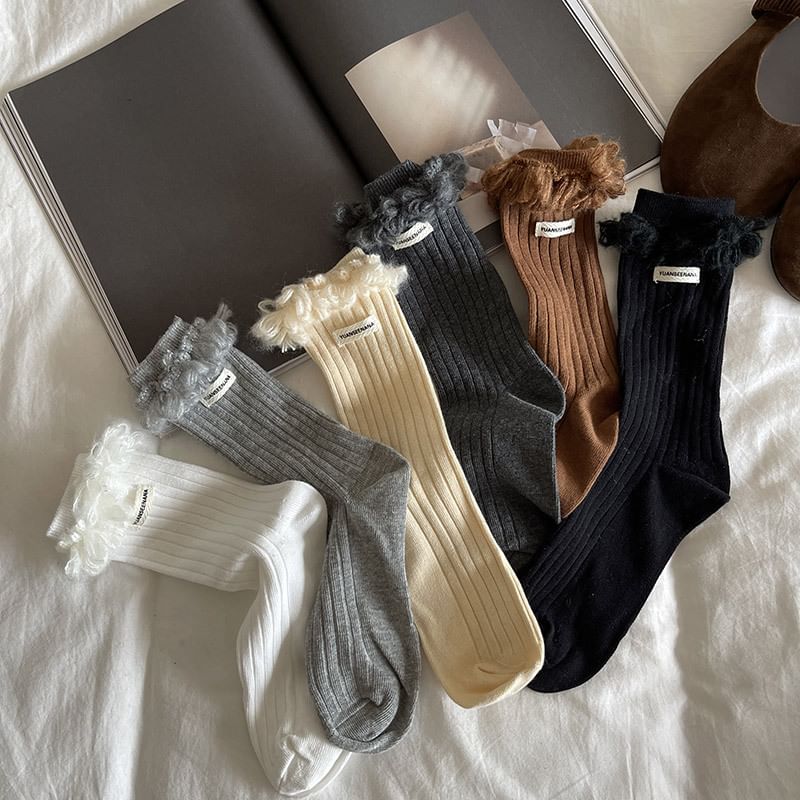 Plain Fringed Socks SpreePicky