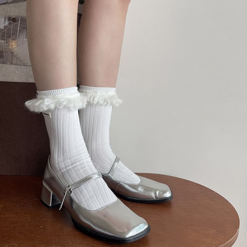 Plain Fringed Socks SpreePicky