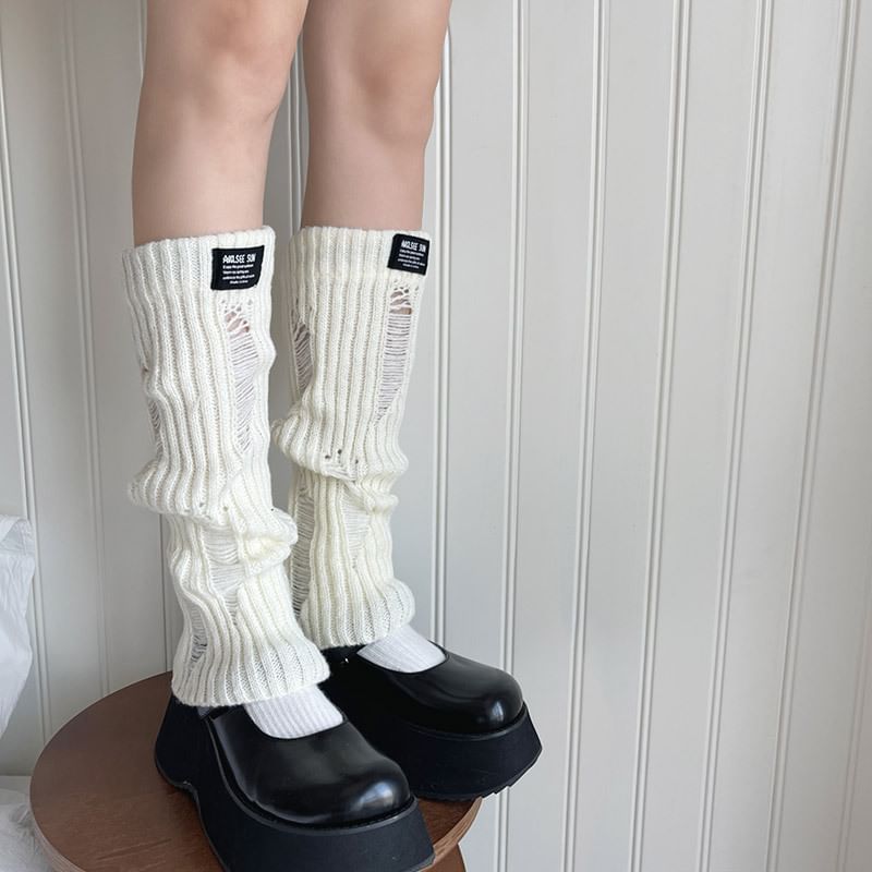 Applique Distressed Knit Leg Warmers SpreePicky