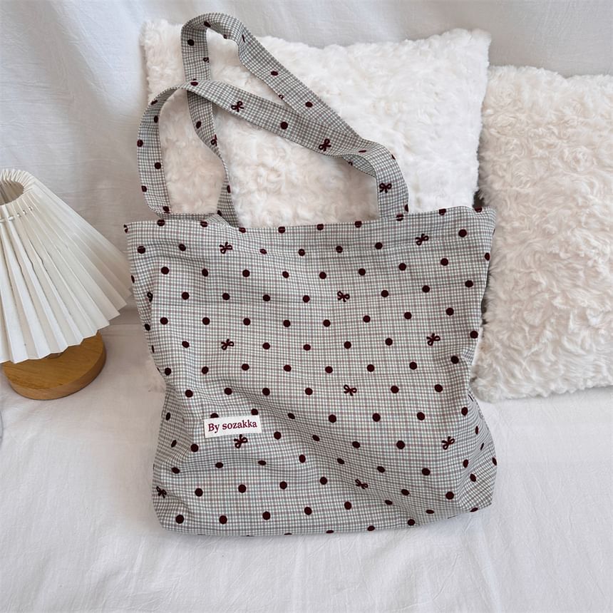 Dotted Plaid Tote Bag SpreePicky