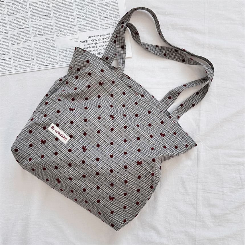 Dotted Plaid Tote Bag SpreePicky